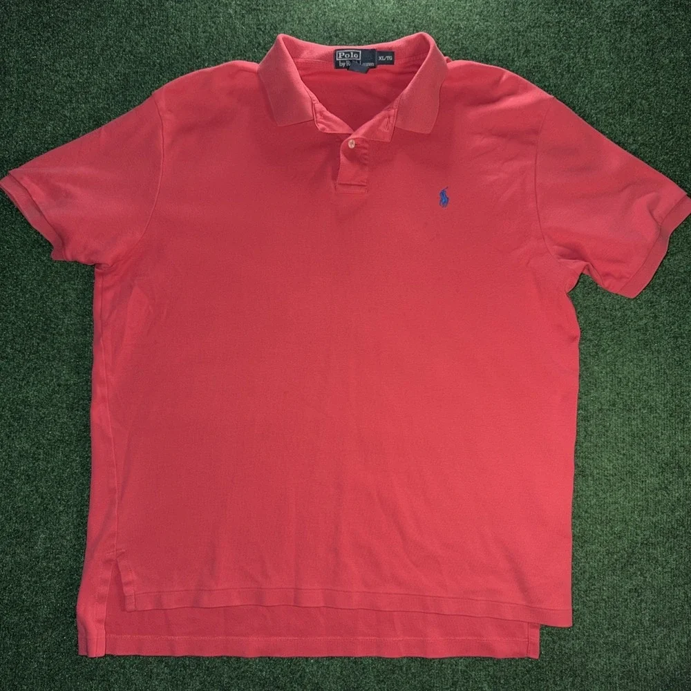Polo Ralph Lauren Pink Poll Shirt Men's Size XL 100% Cotton Blue Horse